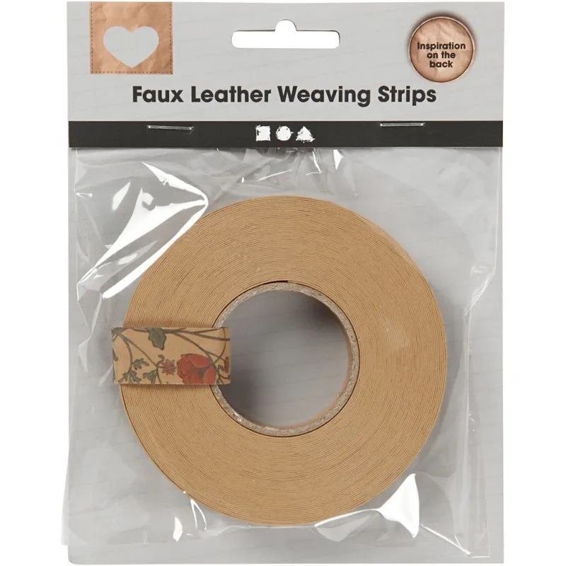 Lederpapierstreifen / Flechtstreifen, B 15 mm, Dicke 0,55 mm, Hellbraun, 9.50 m/ 1 Rolle