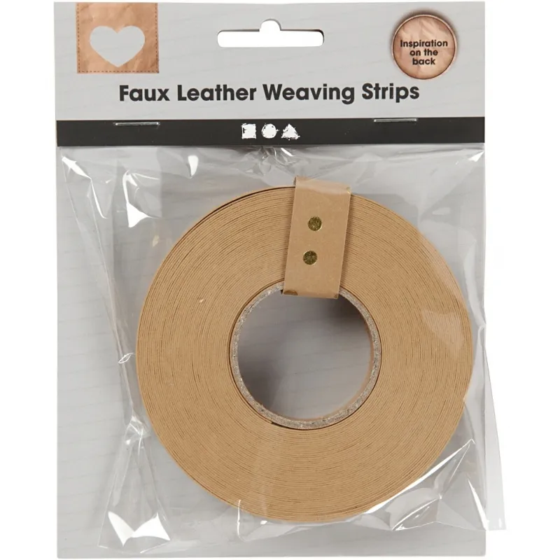 Lederpapierstreifen / Flechtstreifen, B 15 mm, Dicke 0,55 mm, Hellbraun, 9.50 m/ 1 Rolle