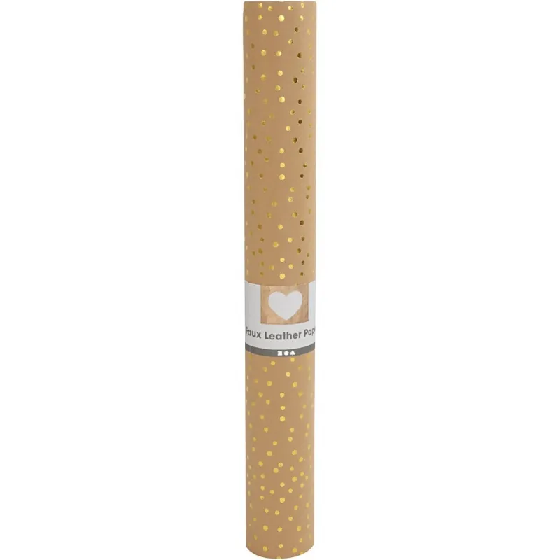 Kunstlederpapier, B 50 cm, Einfarbig,Foliedetails, 350 g, Hellbraun, Gold, 1 m/ 1 Rolle