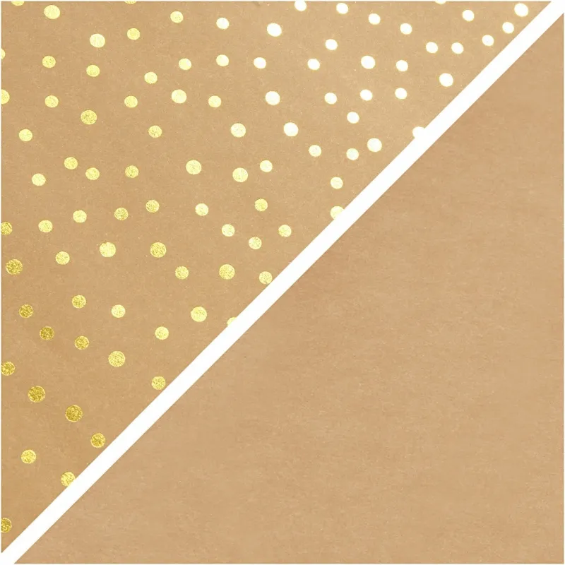 Kunstlederpapier, B 50 cm, Einfarbig,Foliedetails, 350 g, Hellbraun, Gold, 1 m/ 1 Rolle
