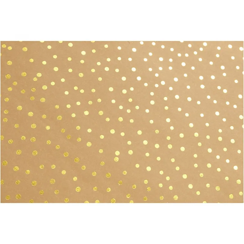 Kunstlederpapier, B 50 cm, Einfarbig,Foliedetails, 350 g, Hellbraun, Gold, 1 m/ 1 Rolle