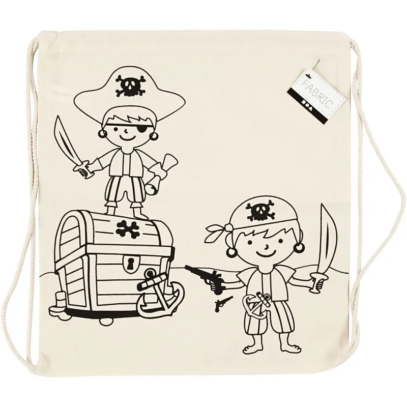 Turnbeutel, Piraten, Größe 37x41 cm, 110 g, Hellnatur, 1 Stk