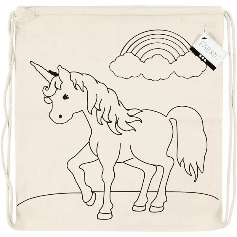 Turnbeutel, Einhörner, Größe 37x41 cm, 110 g, Hellnatur, 1 Stk