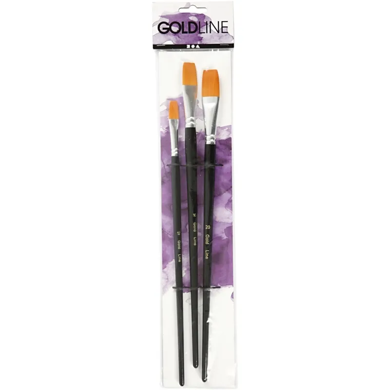 Gold Line Pinsel, Nr. 12+16+20, L 30-33 cm, B 12-20 mm, Flach, 3 Stk/ 1 Pck