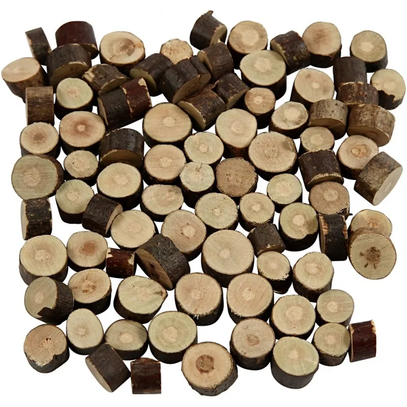Holzscheiben-Mix, D 7-10 mm, Dicke 4-5 mm, 230 g/ 1 Pck