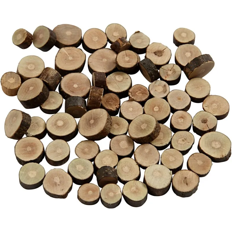Holzscheiben-Mix, D 10-15 mm, Dicke 5 mm, 230 g/ 1 Pck