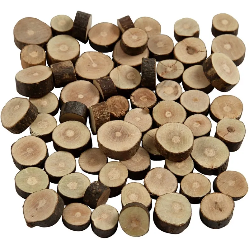 Holzscheiben-Mix, D 10-15 mm, Dicke 5 mm, 230 g/ 1 Pck