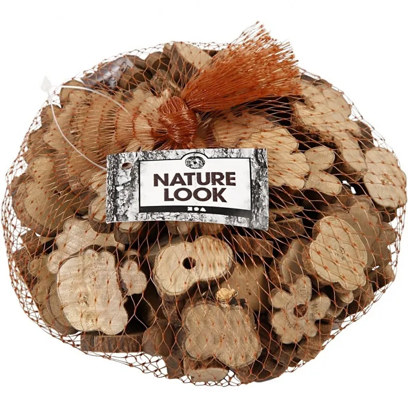 Holzscheiben-Mix, Größe 15-40 mm, Dicke 5 mm, 230 g/ 1 Pck