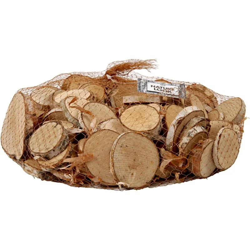 Holzscheiben-Mix, D 25-45 mm, Dicke 7 mm, ca. 140 Stk, 600 g/ 1 Pck