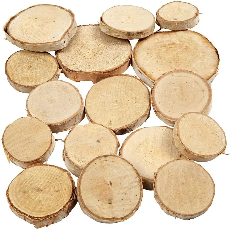 Holzscheiben-Mix, D 25-45 mm, Dicke 7 mm, ca. 140 Stk, 600 g/ 1 Pck