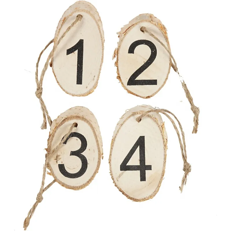 Holzscheiben mit Adventzahlen, 4 Stk/ 1 Pck