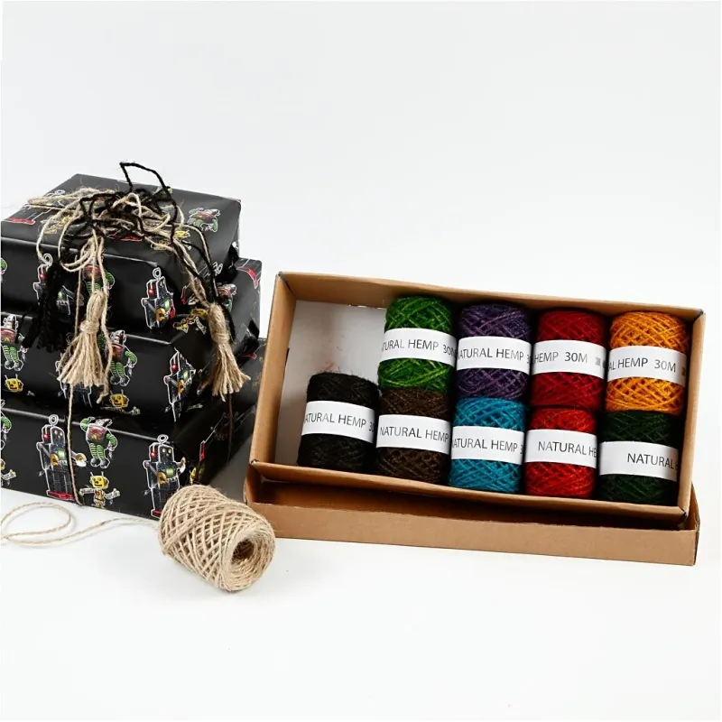 Hanfschnur - Set, Dicke 1-2 mm, Sortierte Farben, 10x30 m/ 1 Pck
