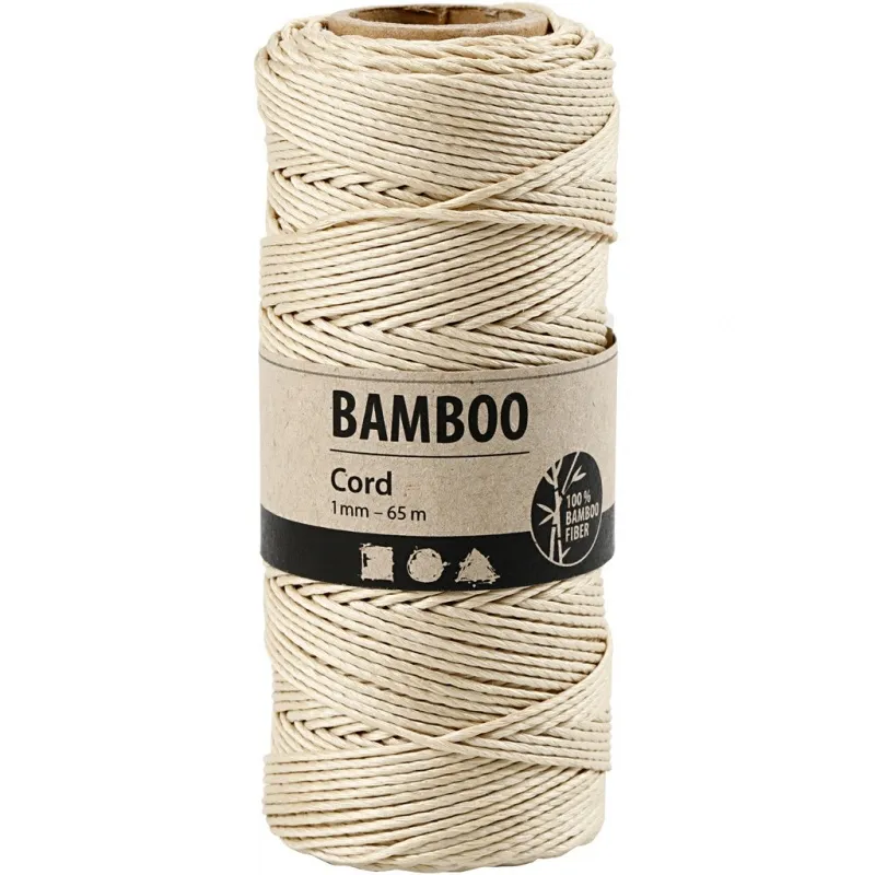 Bambusschnur, Dicke 1 mm, Naturweiß, 65 m/ 1 Rolle