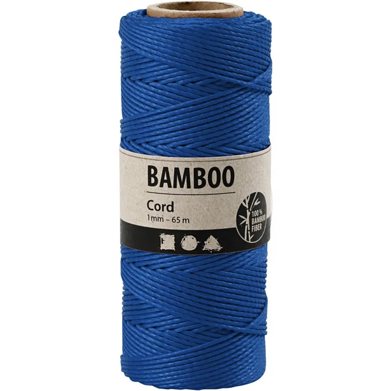 Bambusschnur, Dicke 1 mm, Blau, 65 m/ 1 Rolle