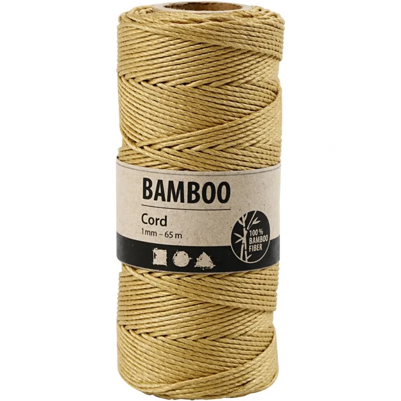 Bambusschnur, Dicke 1 mm, Gold, 65 m/ 1 Rolle
