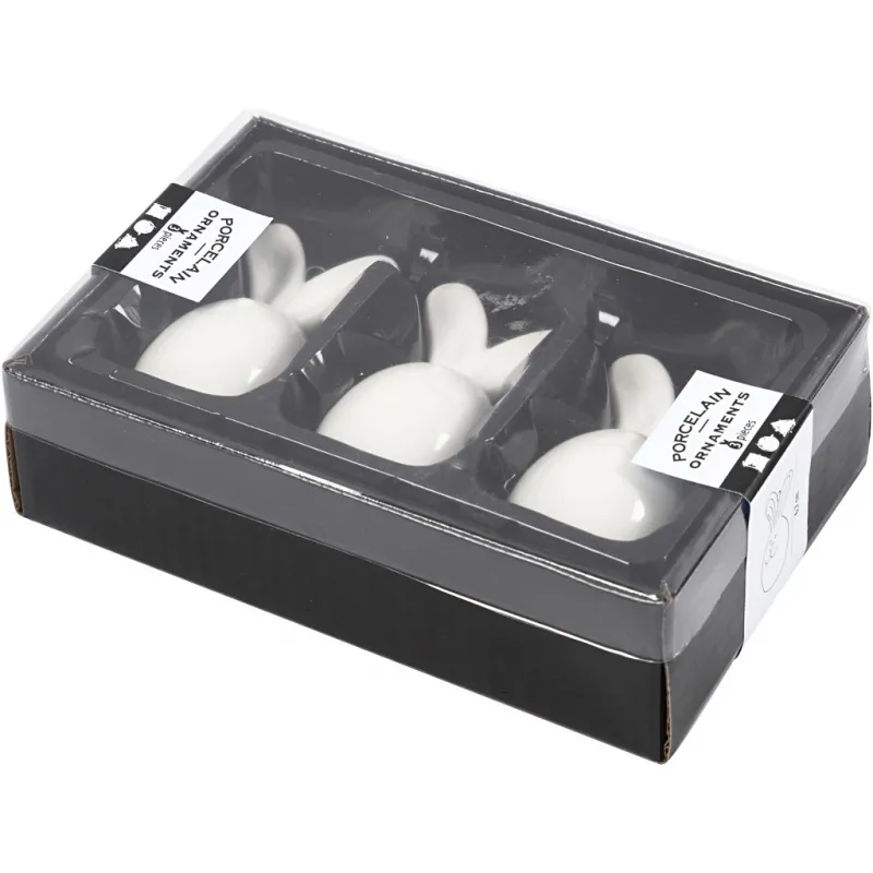 Hase, H 6,7 cm, D 3,6 cm, Weiß, 3 Stk/ 1 Pck