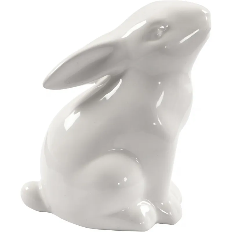 Hase, H 9 cm, D 5,5 cm, Weiß, 12 Stk/ 1 Pck