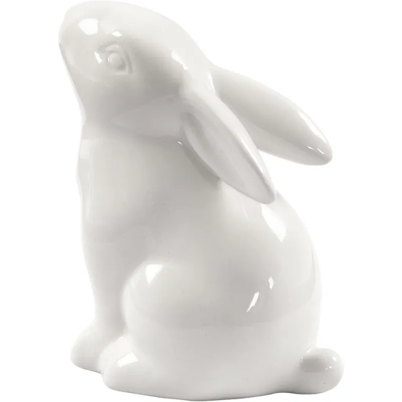 Hase, H 9 cm, D 5,5 cm, Weiß, 12 Stk/ 1 Pck