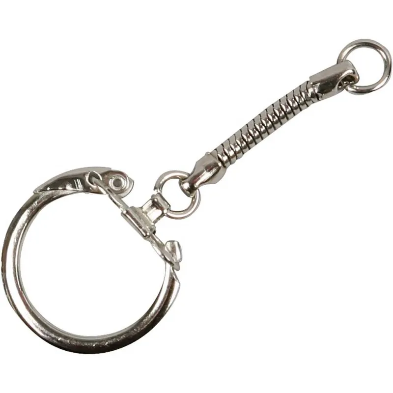 Schlüsselring mit Kette, L 6 cm, D 2,3 cm, 5 Stk/ 1 Pck