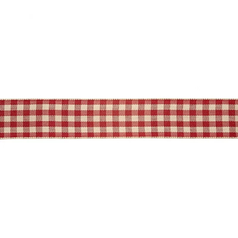 Karoband , B 20 mm, Altrot/Weiß, 25 m/ 1 Rolle