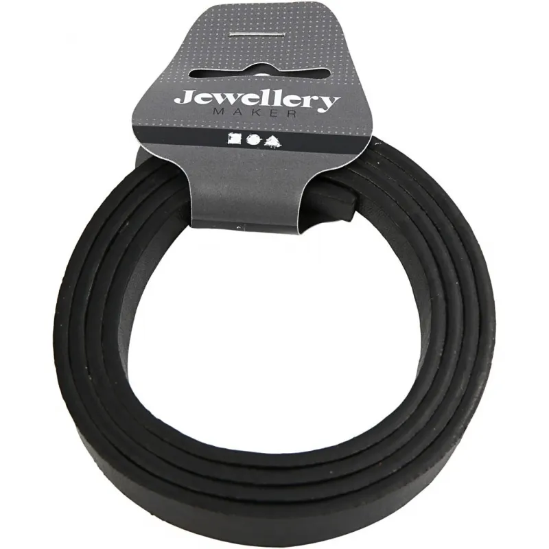 Lederband Imitat, B 10 mm, Dicke 3 mm, Schwarz, 1 m/ 1 Pck