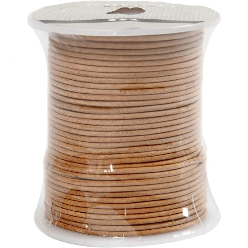 Lederband, Dicke 2 mm, Beige, 50 m/ 1 Rolle