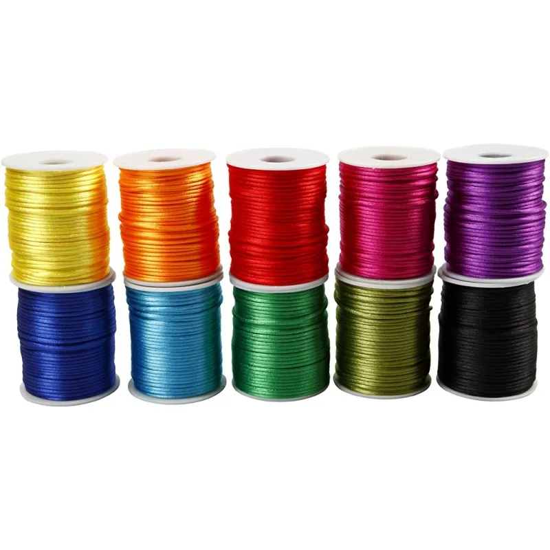 Satinband, Dicke 2 mm, Kräftige Farben, 10x50 m/ 1 Pck