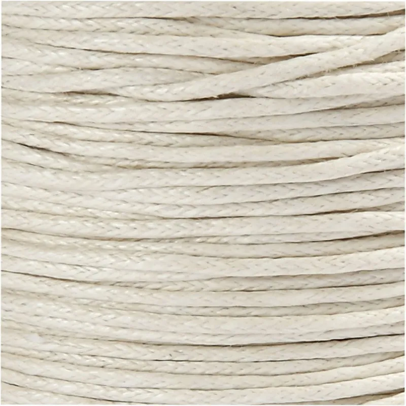 Baumwollschnur, Dicke 1 mm, gewachst, Naturweiß, 40 m/ 1 Rolle