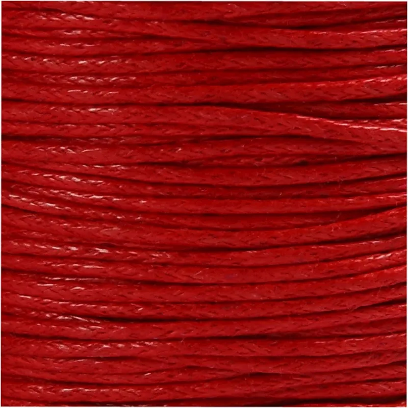 Baumwollschnur, Dicke 1 mm, gewachst, Rot, 40 m/ 1 Rolle