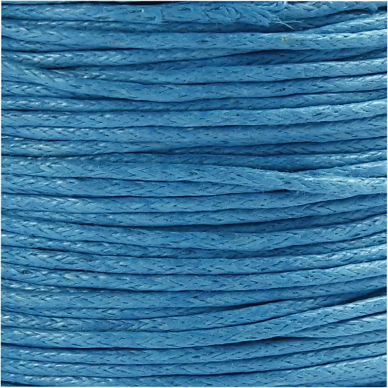 Baumwollschnur, Dicke 1 mm, gewachst, Türkis, 40 m/ 1 Rolle