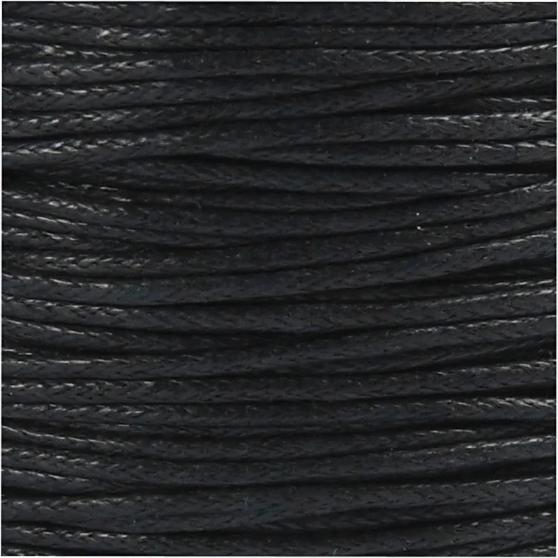 Baumwollschnur, Dicke 1 mm, gewachst, Schwarz, 40 m/ 1 Rolle