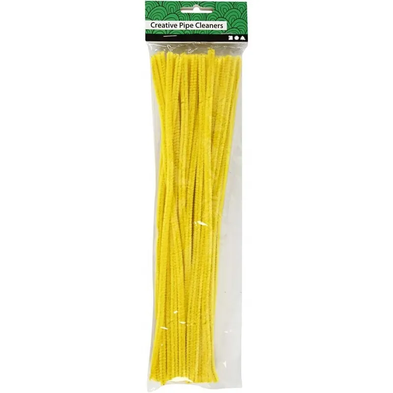 Pfeifenreiniger, L 30 cm, Dicke 6 mm, Gelb, 50 Stk/ 1 Pck
