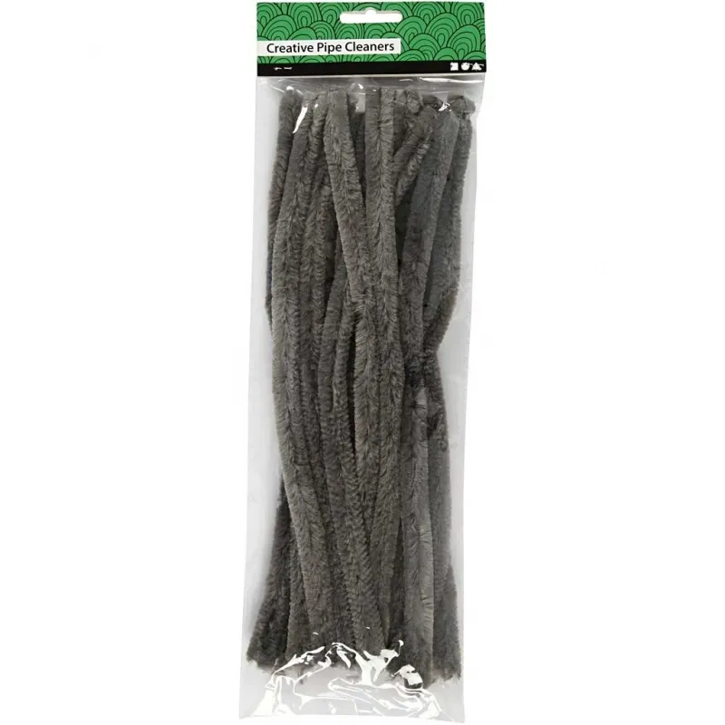 Pfeifenreiniger, L 30 cm, Dicke 15 mm, Grau, 15 Stk/ 1 Pck
