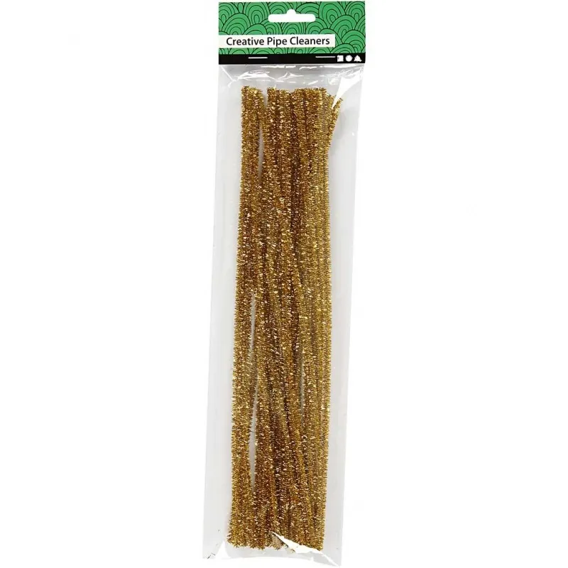 Pfeifenreiniger, L 30 cm, Dicke 6 mm, Glitter, Gold, 24 Stk/ 1 Pck