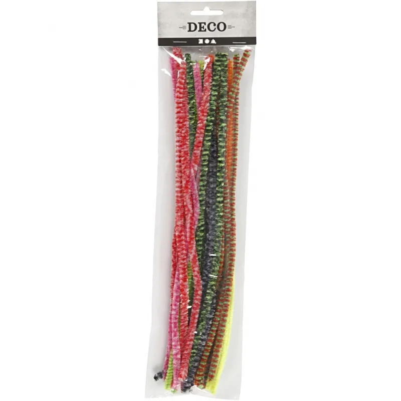 Pfeifenreiniger, gestreifter, L 30 cm, Dicke 6 mm, Sortierte Farben, 30 sort./ 1 Pck
