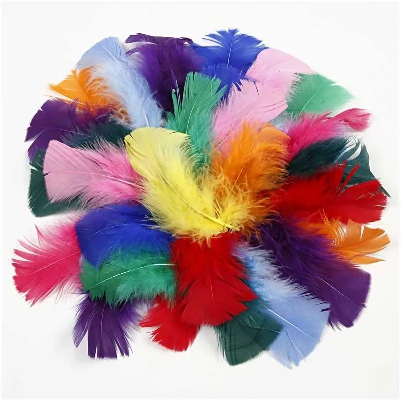 Daunen, Größe 7-8 cm, ca. 400 Stk, Sortierte Farben, 50 g/ 1 Pck