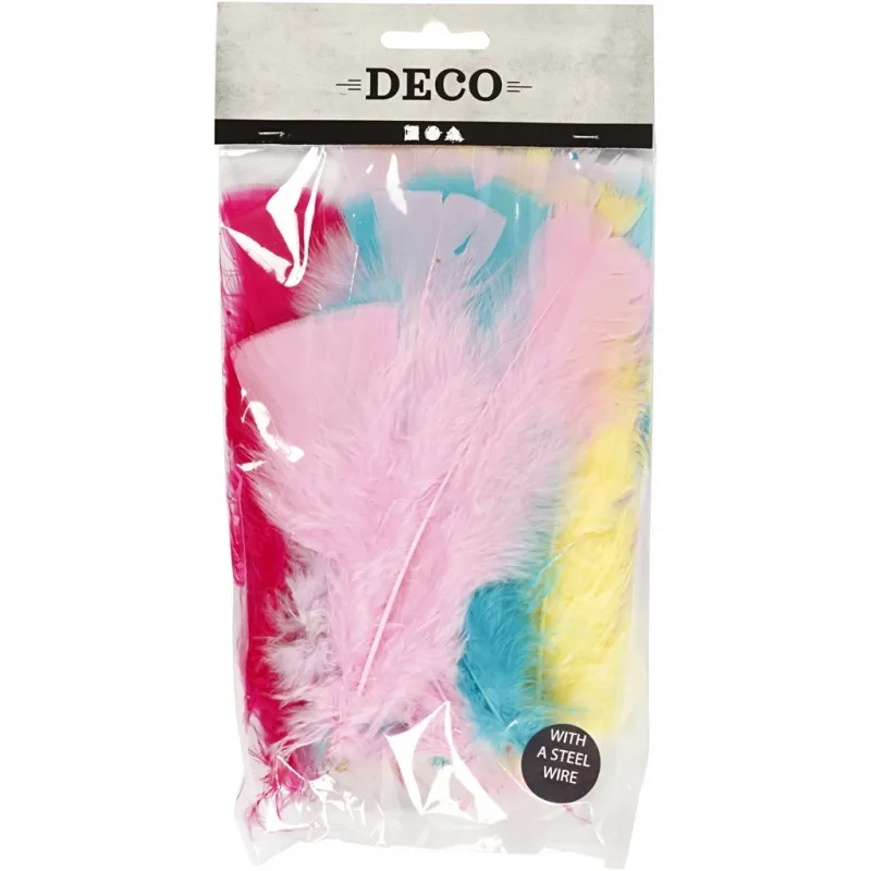 Federn, Größe 11-17 cm, Sortierte Farben, 18 Bündl./ 1 Pck