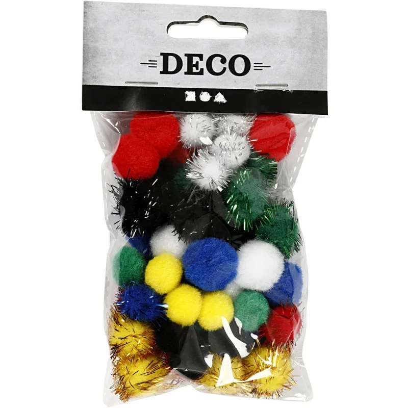 Pompons, D 15+20 mm, Sortierte Farben, 48 sort./ 1 Pck
