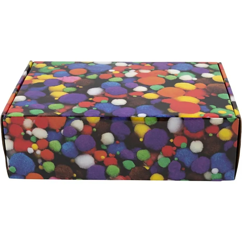 Pompons, D 5-40 mm, ca. 720 Stk, Sortierte Farben, 200 g/ 1 Pck