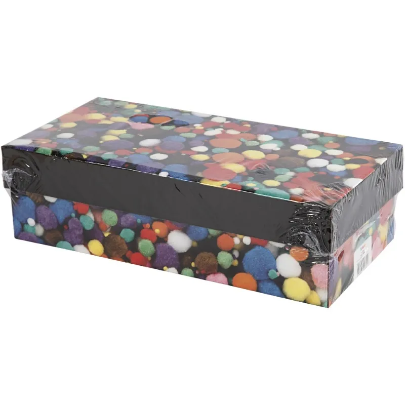 Pompons, D 5-40 mm, ca. 720 Stk, Sortierte Farben, 200 g/ 1 Pck