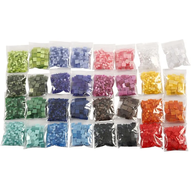 Mini-Mosaik, Größe 5x5+10x10 mm, Dicke 2 mm, 800 g, 32x25 g/ 1 Pck