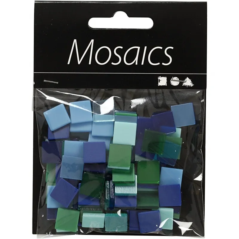 Mini-Mosaik, Größe 10x10 mm, Dicke 2 mm, Harmonie in Blau-Grün, 25 g/ 1 Pck