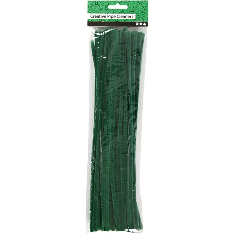 Pfeifenreiniger, L 30 cm, Dicke 6 mm, Dunkelgrün, 50 Stk/ 1 Pck