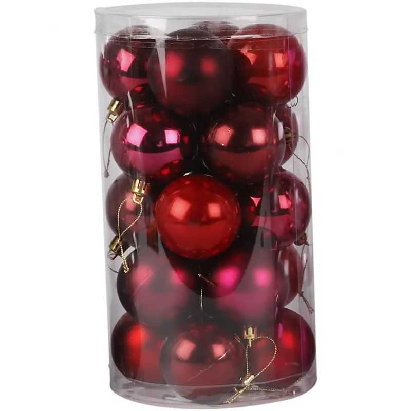 Weihnachtskugeln, D 6 cm, Rottöne, 20 Stk/ 1 Pck