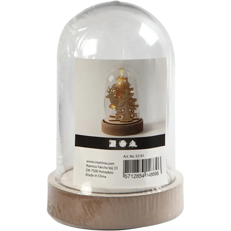 Kunststoff-Glasglocke auf Holzfuß, H 12,5 cm, D 8 cm, 1 Pck