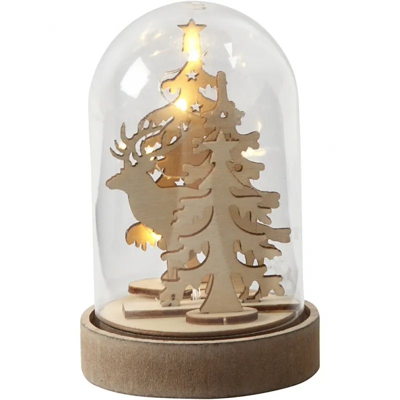 Kunststoff-Glasglocke auf Holzfuß, H 12,5 cm, D 8 cm, 1 Pck