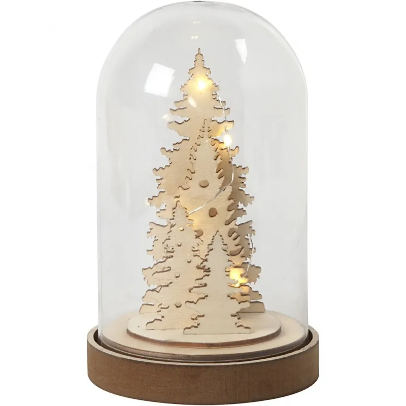 Kunststoff-Glasglocke auf Holzfuß, H 18 cm, D 11 cm, 1 Pck