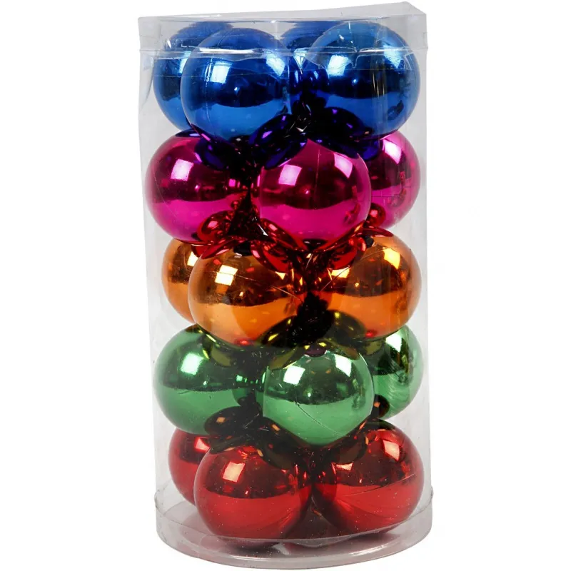 Weihnachtskugeln, D 6 cm, Kräftige Farben, 20 Stk/ 1 Pck