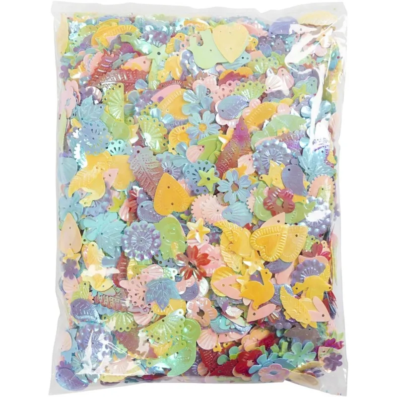 Pailletten, Größe 15-45 mm, Perlmuttfarben, 400 g/ 1 Pck
