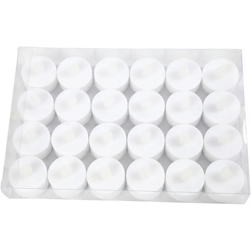 LED Teelichter, H 35 mm, D 38 mm, Weiß, 24 Stk/ 1 Pck